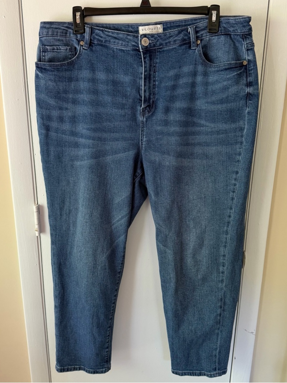 Eloquii Women's Blue High Rise Stretch Denim Ankle Jeans